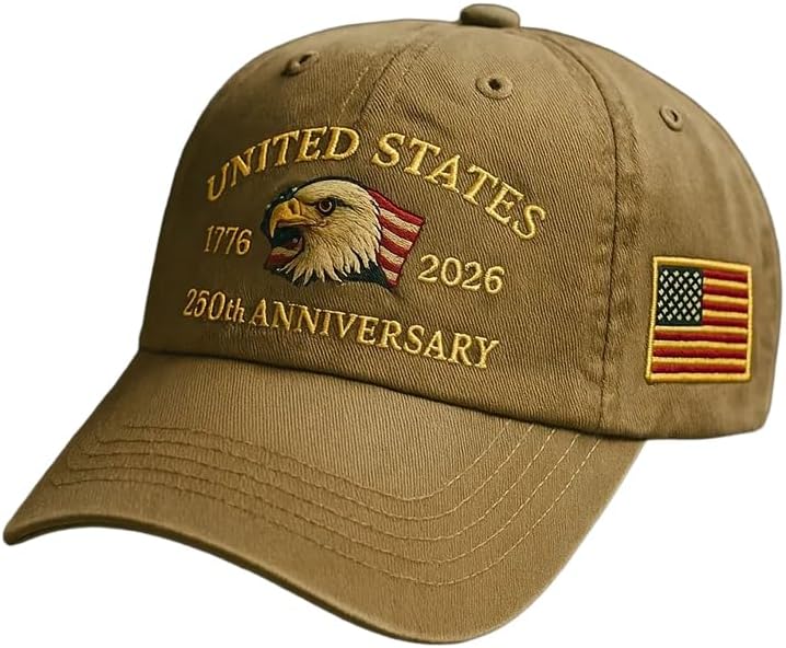 Efdaf Store USA 250th Anniversary Hat, Adjustable 250th Anniversary Printed Patriotic Baseball Caps, Tribute Retro Washed Hat - Image 1